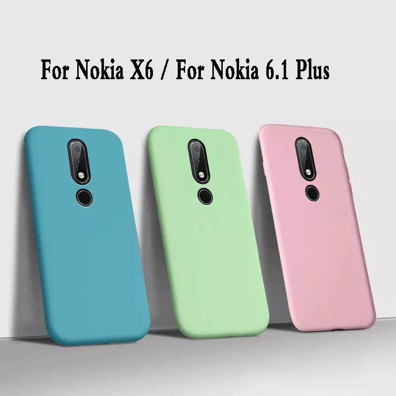 

Fundas Case For nokia x6 Matte Liquid soft Silicone Phone Case for Nokia X6 / for Nokia 6.1 Plus back Cover armor Coque fashion