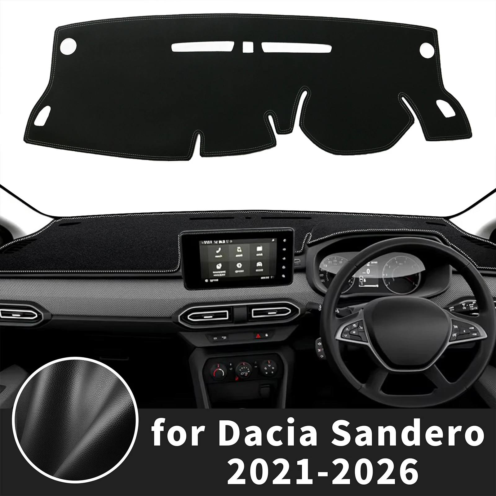 Фото Накладка на приборную панель для Dacia Sandero 2026-2021 ​ ​ Коврик для приборной панели с защитой от солнца и антибликовым покрытием, аксессуары для приборной панели №1