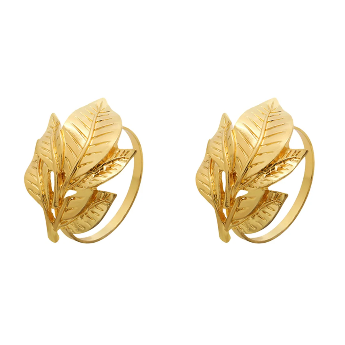 

2pcs Alloy Napkin Ring Exquisite Napkin Buckle Holder Table Decoration Golden Leaf Napkin Ring for Dinner Party Family