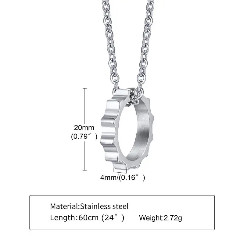 55 см Подвеска-шестиугольник ожерелья для мужчин из нержавеющей стали