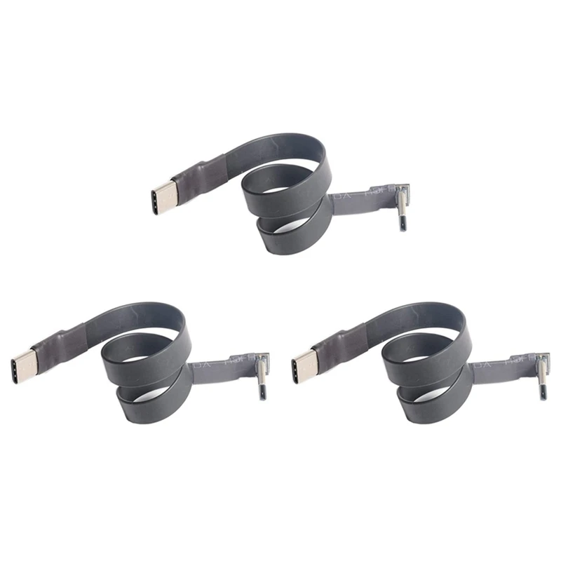 

3X USB 3.1 Type C To Type C Extension Cable 90 Degree Adapter FPC FPV Ribbon USB C Cable 3A 10Gbps EMI Shielding, 20Cm