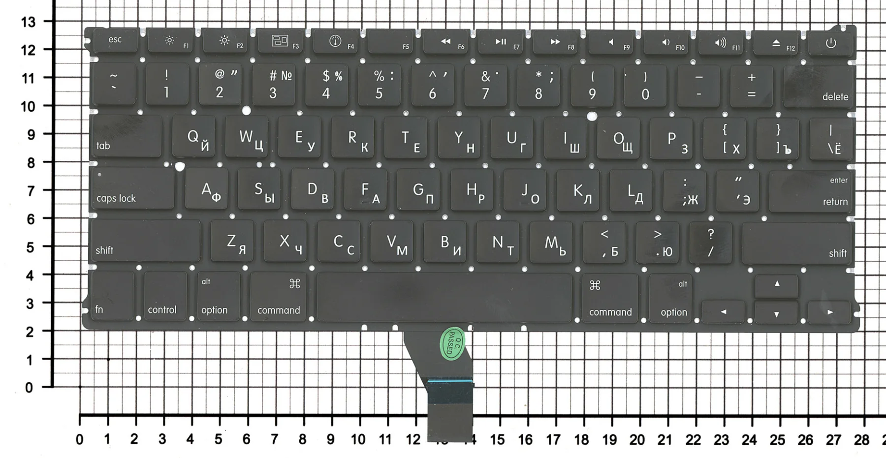 Клавиатура для Apple Macbook Air MC504 2010+ плоский ENTER без подсветки Русская Чёрная - купить