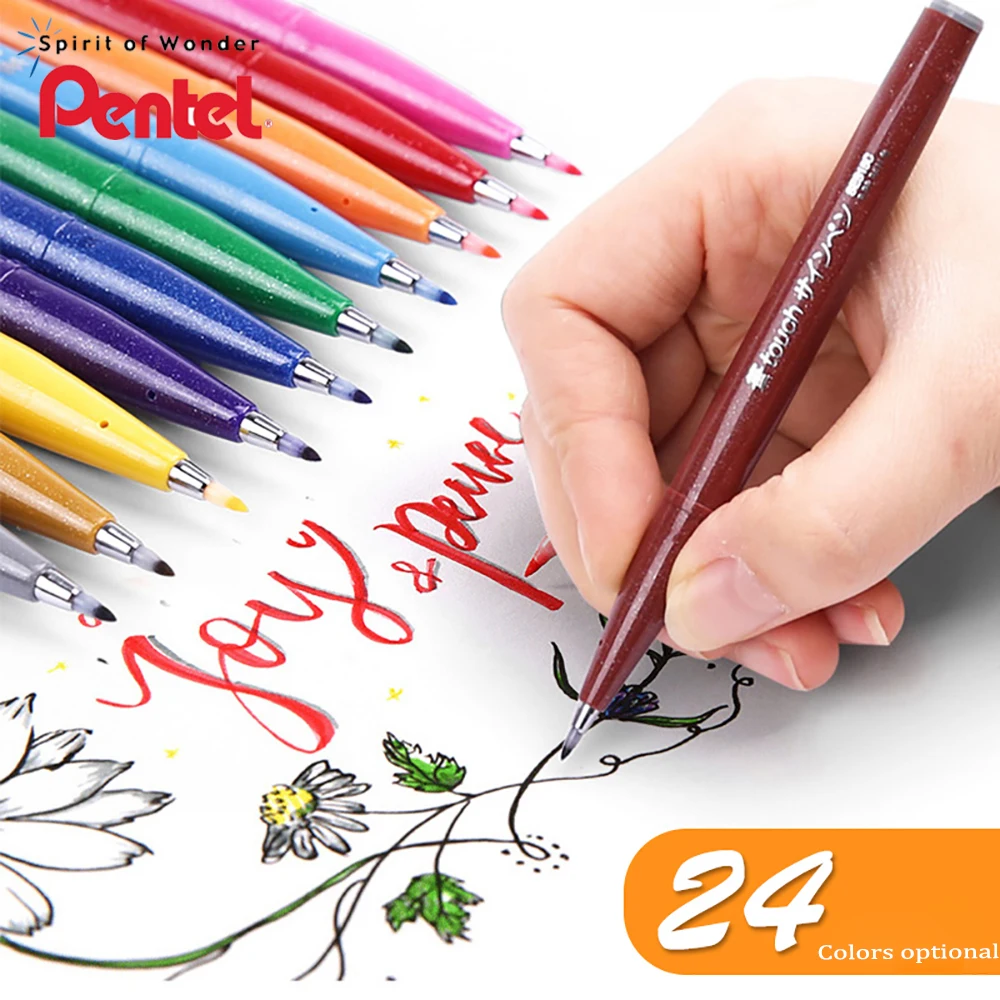 Pentel SES15C Color Pen Soft Tip Brush Hand Account TOUCH Gr