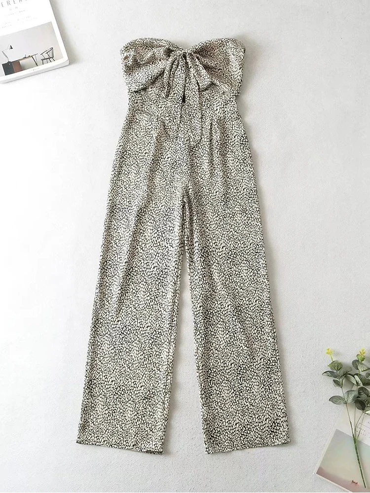 

Sexy Halter Backless Leopard Jumpsuits Women Summer Sleeveless Slim Hollow Out Waist Jumpsuit 2022