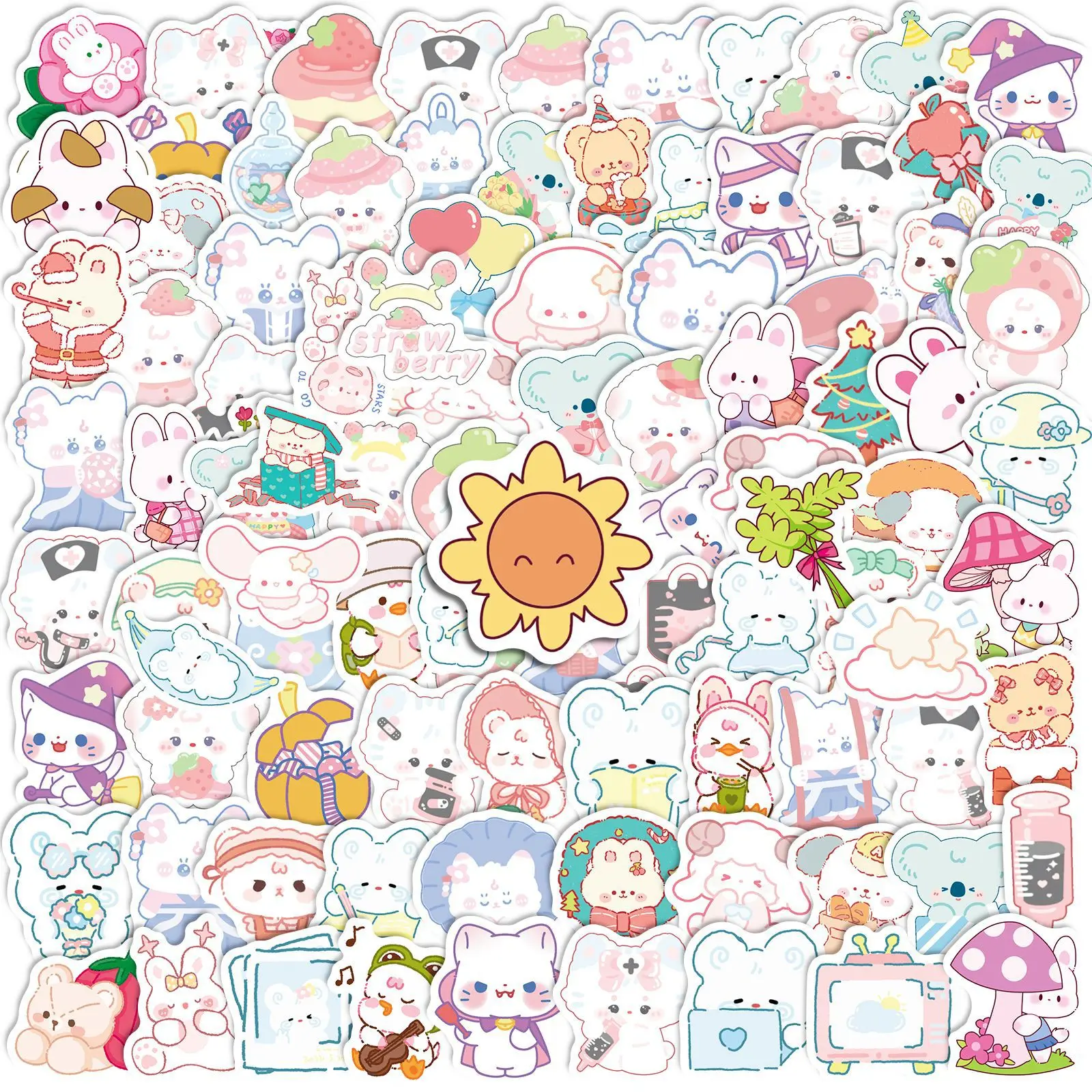 

Cartoon Cute Cats Stickers Decals Car Laptop Skate Kids' Luggage Water Bottle Aesthetic Things Skateboard Notebooks Phone Case