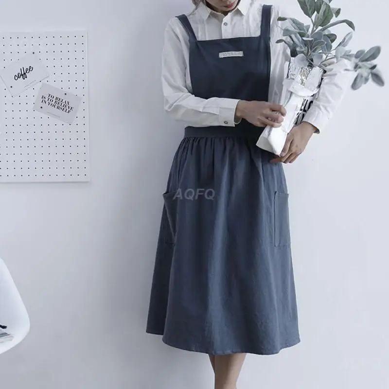 

Nordic Minimalism Apron Cotton Linen For Gardening Painting Bakery Flower Shop Lady Simple Apron Women's Aprons Dropshipping