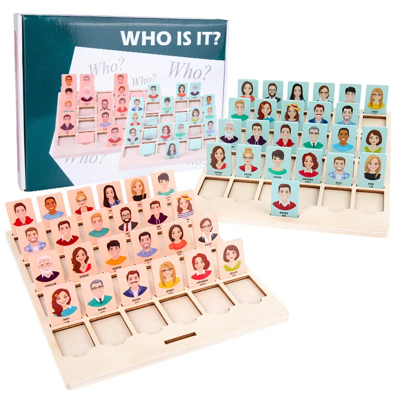 Who Is It-juegos de mesa clásicos para niños, juguete educativo divertido para adivinación familiar, entrenamiento interactivo de memoria, accesorios para fiestas