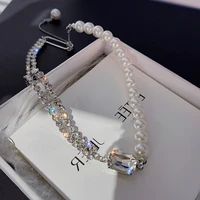 korean style simulation pearl asymmetric choker multilayer necklaces for women trendy naive and romantic clavicle chain 2022 new