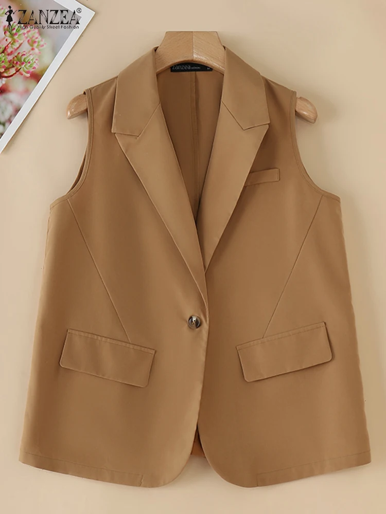 ZANZEA модные пальто OL летние женские блейзеры жилеты уличная одежда с лацканами