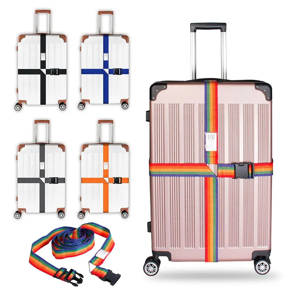 Adjustable Rainbow Luggage Buckle Strap Name Sticker Baggage Belts Cross Strap Suitcase Belts Packing Belt Suitcase Accessories Adjustable Rainbow Luggage Buckle Strap Name Sticker Baggage Belts Cross Strap Suitcase Belts Packing Belt Suitcase Accessories