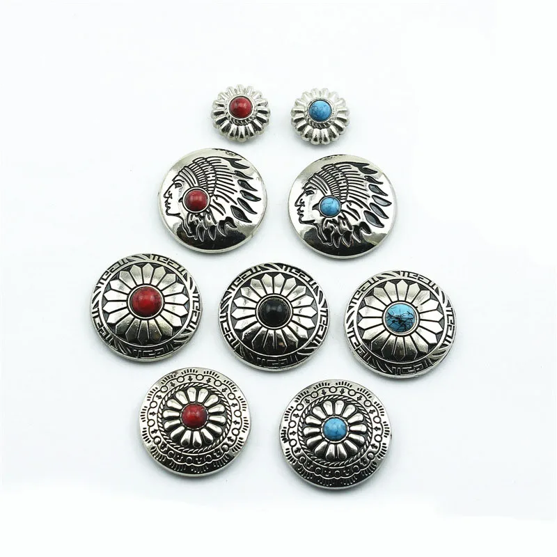 

2Pcs Retro Silver Tribal Beauty Leathercraft Belt Decorative Handbag Screwback wallet buckle