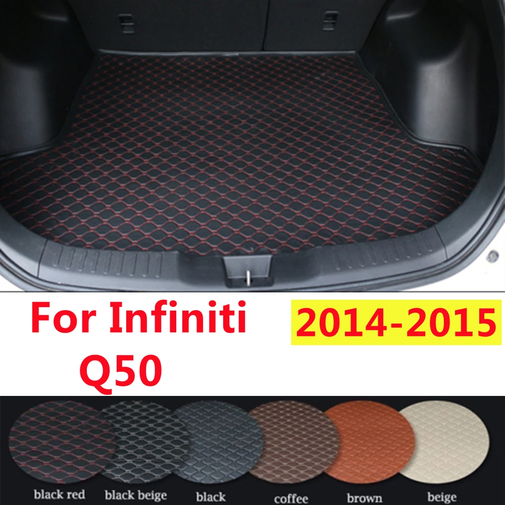 

SJ Custom Fit For Infiniti Q50 2014 2015 YEAR Waterproof Car Trunk Mat AUTO Tail Boot Tray Liner Cargo Carpet Pad Protector