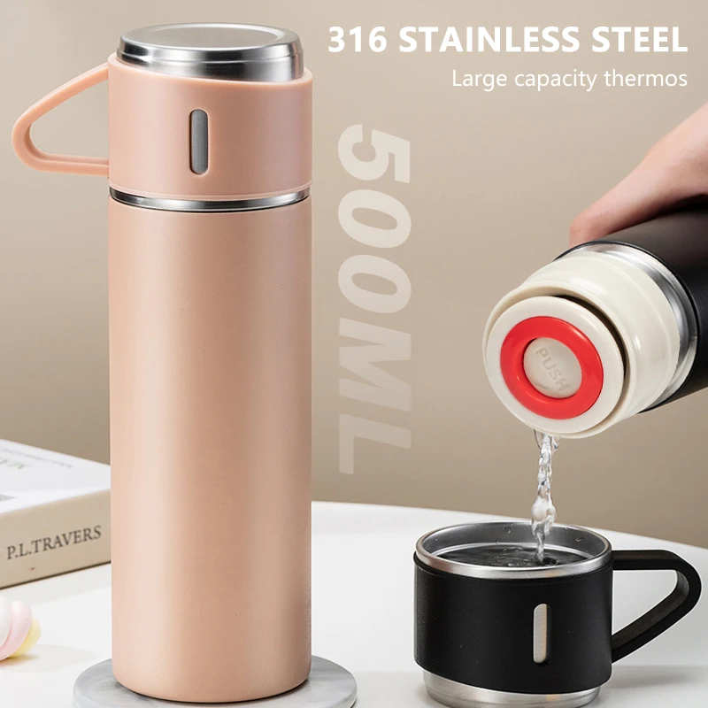 

500ml Stainless Steel Vacuum Flasks Thermos Mug Cup Double-Layer Coffee Tumbler Water Bottle Winter Keep Warm Drink