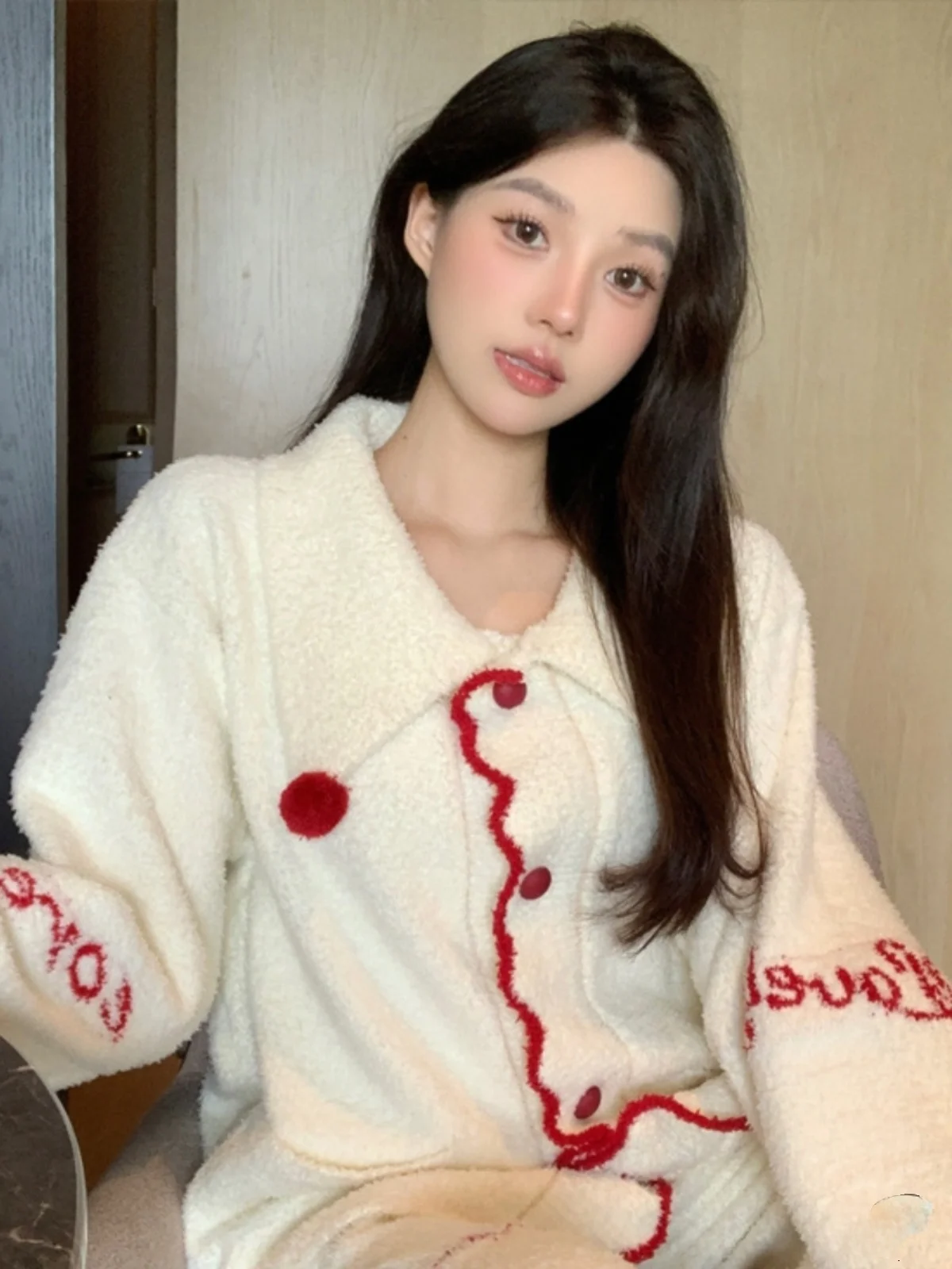 Япония GP полубархатные пижамы женские осенне-зимние новые толстые простые