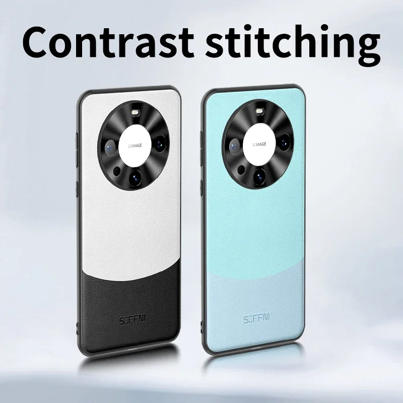 

For Huawei Mate 60 50 40 30 Pro Case Skin Friendly Plain Leather Splicing Matte Ultra Thin Protective Shockproof Hard Back Cover