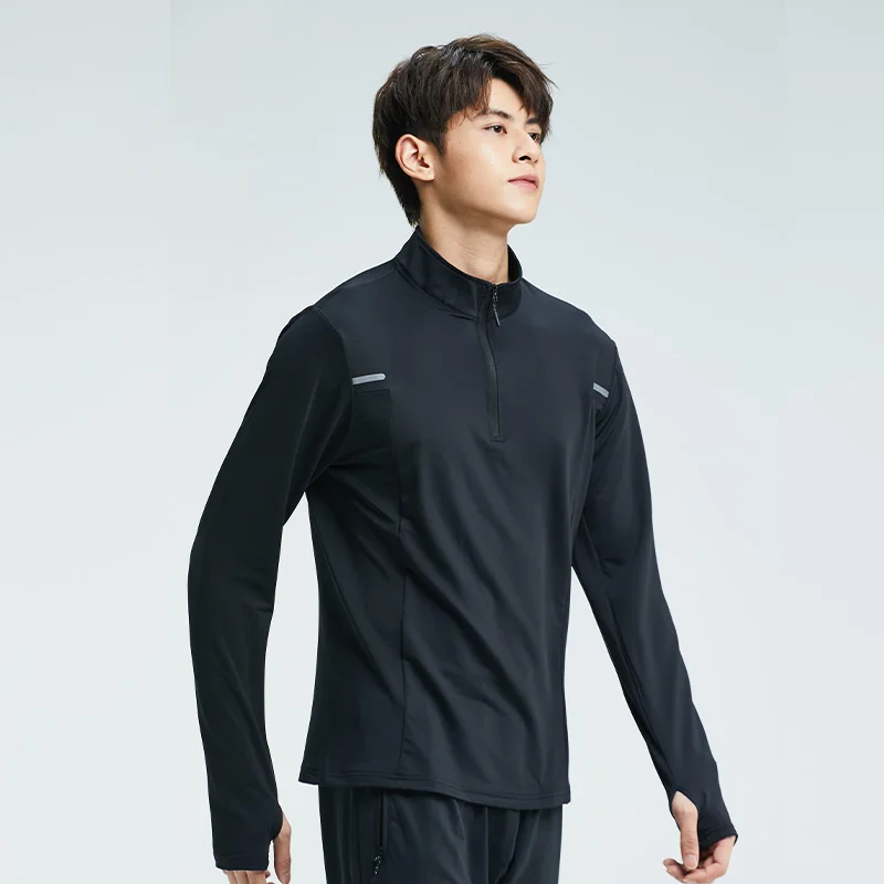 Fashion Sports Shirt Mens Tennis Shirts Quick Dry Sports Long Sleeves Autumn Gym Breathable Running T-shirts For Men With Zipper