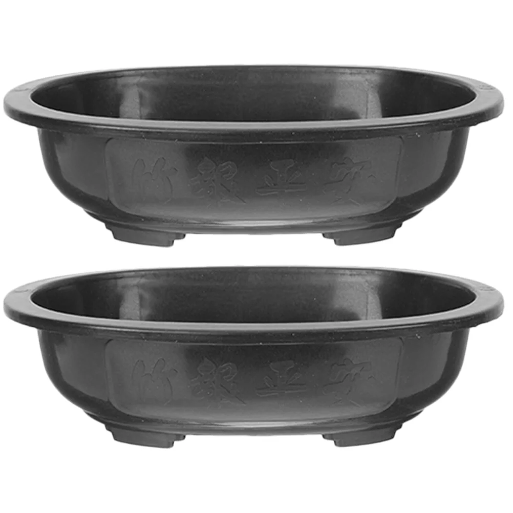 

2Pcs Gardening Planter Pot Practical Bonsai Pot Oval Bonsai Training Pot Oval Large-capacity Flowerpot Love