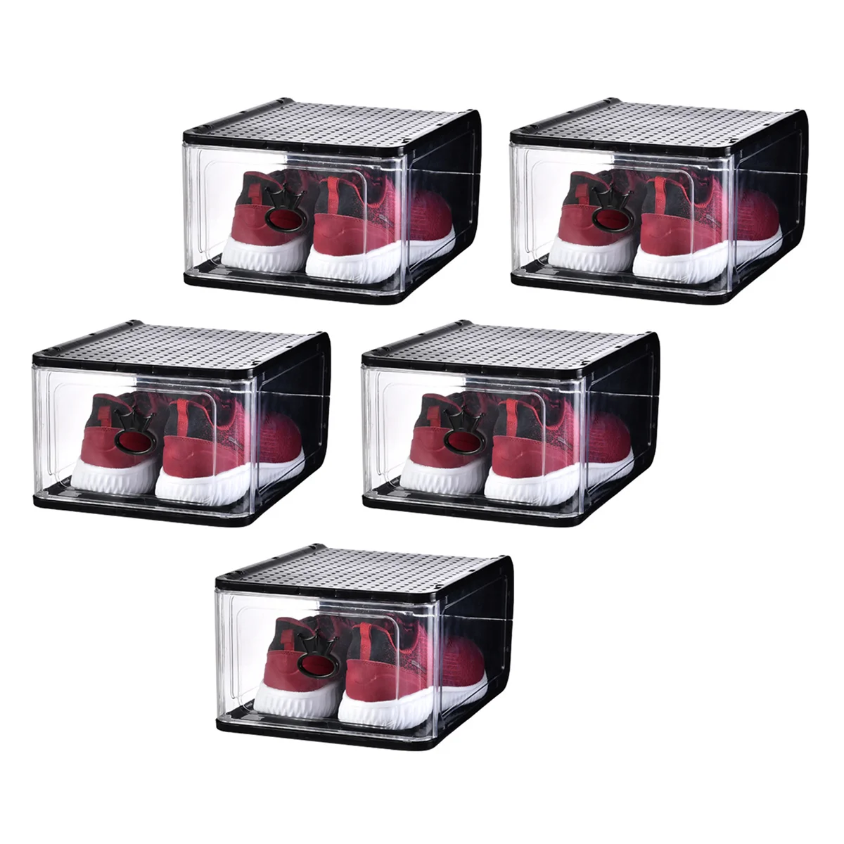 

5PCS Detachable Shoes Boxes Thicken Transparent Stackable Plastic Shoes Storage Container Shoes Organizer for Home