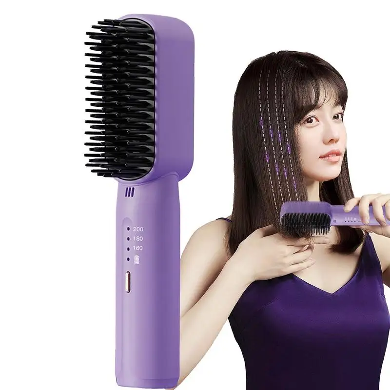 

Беспроводной мини-выпрямитель для волос, портативный выпрямитель для волос, расческа для быстрого нагрева, перезаряжаемая щетка для выпрямления волос с подогревом
