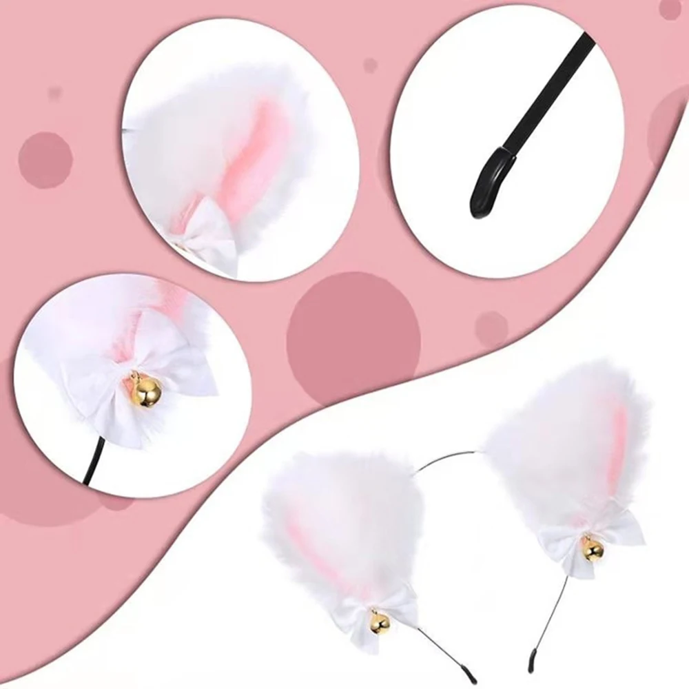 Черная повязка на голову с кошачьими ушками и искусственными плюшевыми