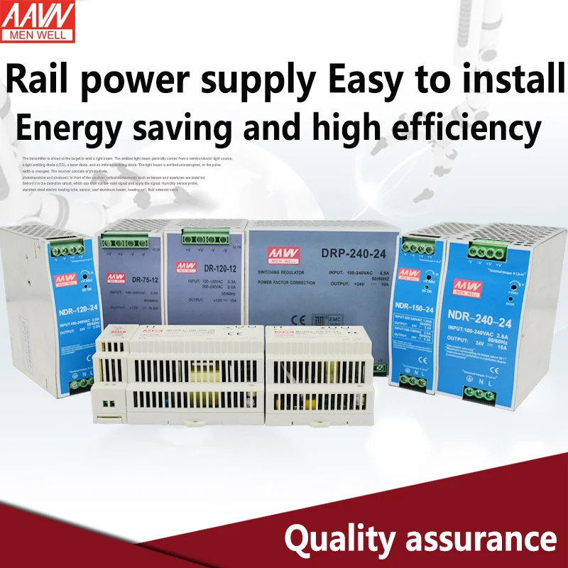 

DC 12V 24V Rail switching power supply single output DR 15W 30W 45W 60W 120W 75W NDR 75W 120W 150W 240W MDR 10W 20W 40W 60W 100W
