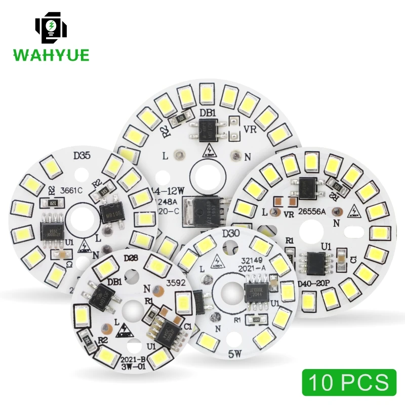 

10pcs/lot LED Chip 3W 5W 7W 9W 12W for Light Bulb 90 Lumen/W 2835SMD Round Light Beads AC 220V-240V Bulb Chips Lighting Lamp