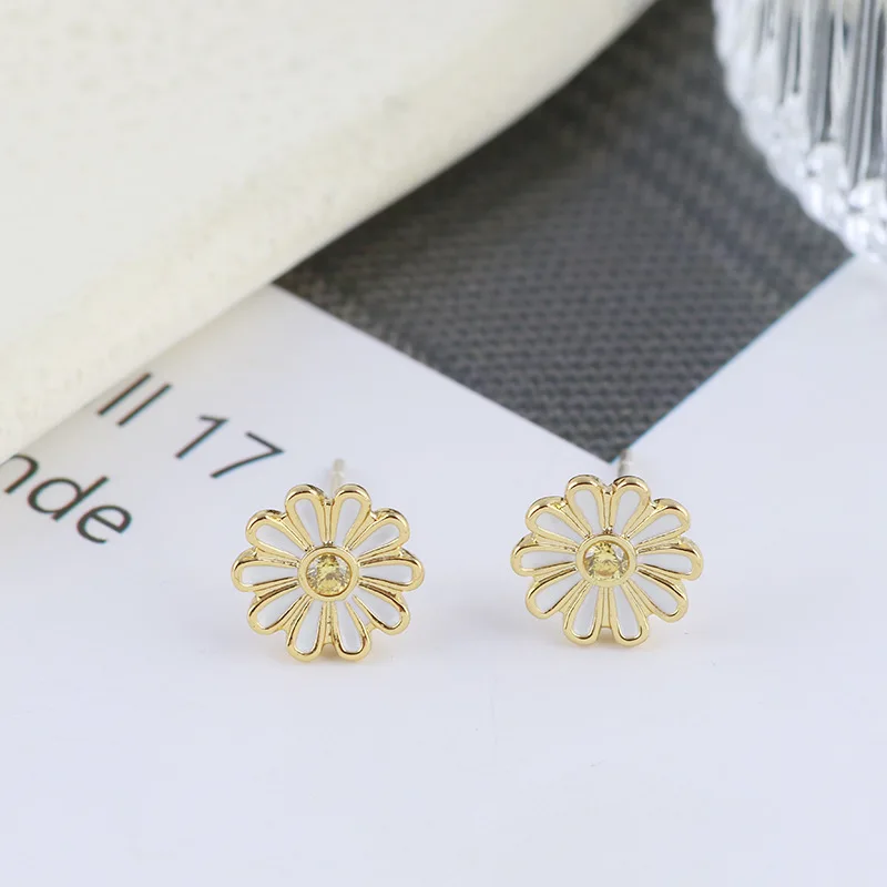 

Корейские модные женские украшения 2022New эмалевый цветок Aros с цирконом Aretes для очаровательной леди роскошный подарок серьги-гвоздики