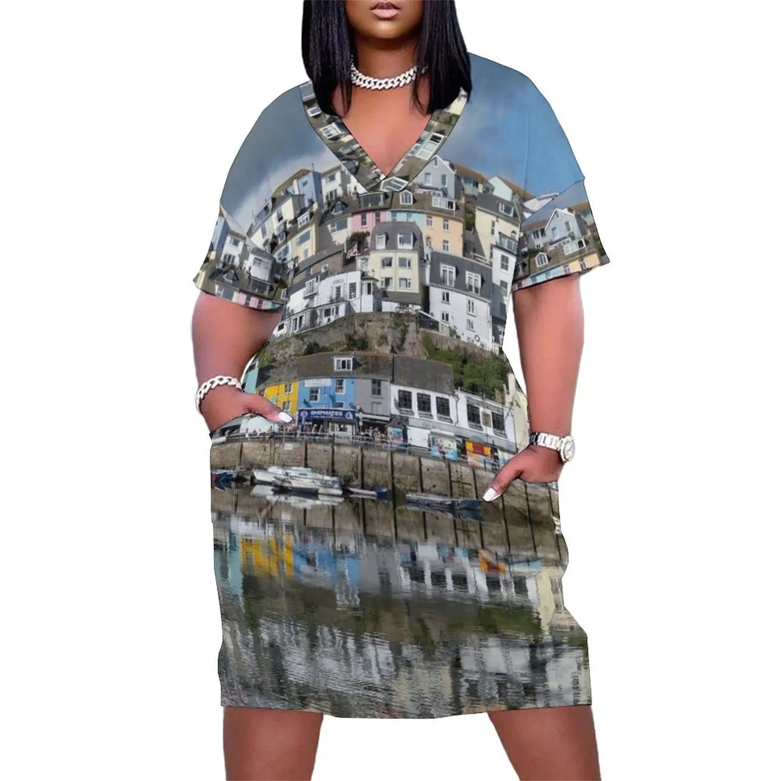 Brixham Reflected Свободное карманное платье пляжные платья элегантные шикарные