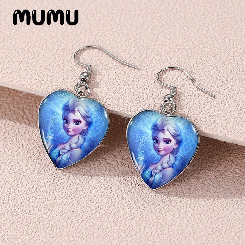 Новинка 2024 висячие серьги в форме сердца принцессы Эльзы Анны ручной работы