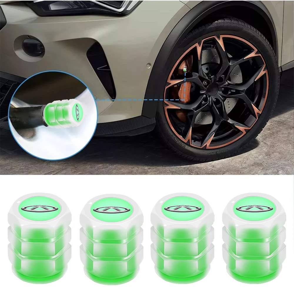 

4Pcs New Fluorescent Luminous Car Tire Valve Caps Exterior Accessories For Chery Tiggo 2 4 7 8 3 Pro 2022 QQ Arrizo IQ Fulwin