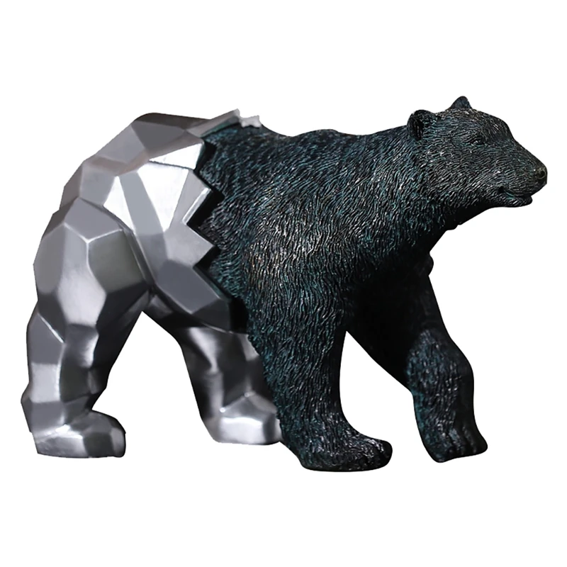 

Animal Figurine Abstract Geometric Style Resin Bear Sculpture Home Office Decoration Crafts Decor Table