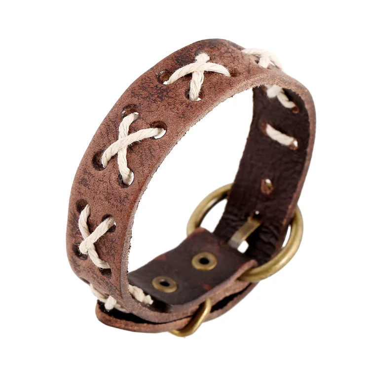 Популярные мужские и женские коричневые кожаные браслеты ручной работы в стиле ретро