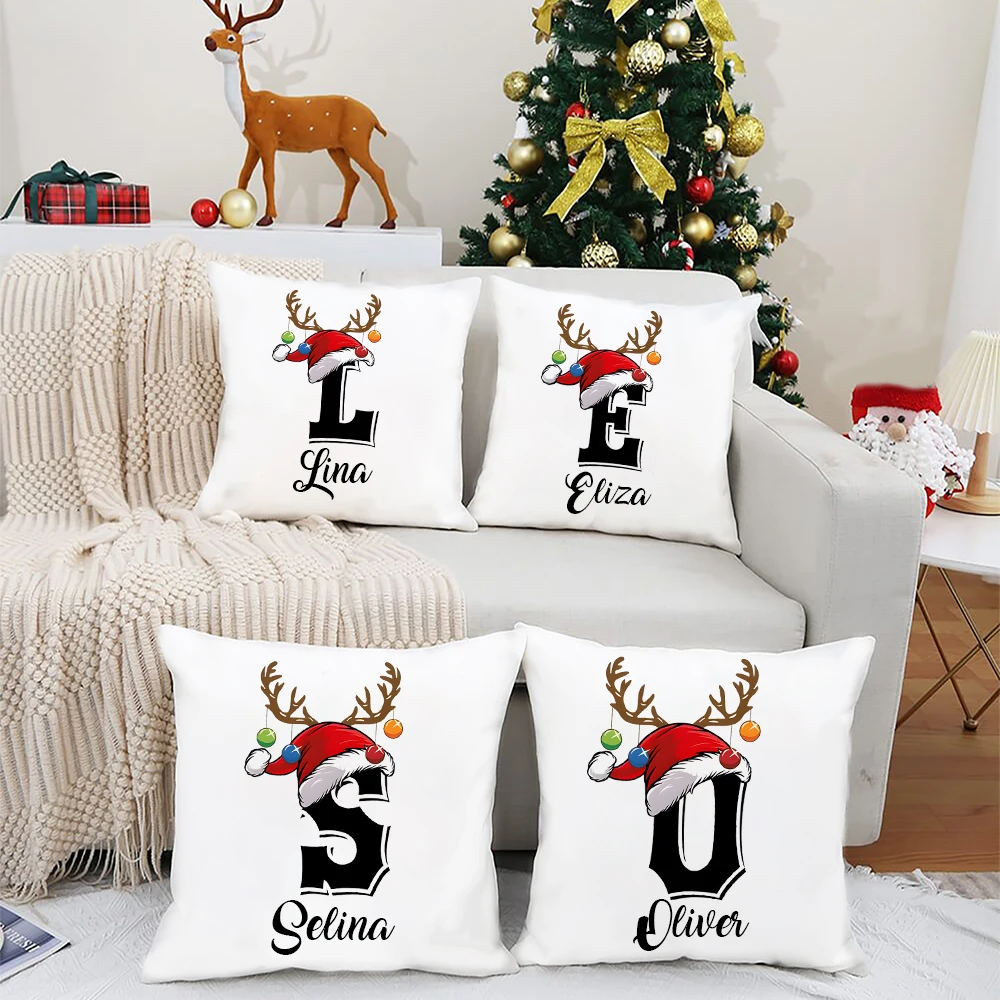 

Индивидуальные рождественские наволочки с надписью, рождественские наволочки с именем на заказ, Рождественские Зимние декоративные аксессуары, подарок на Рождество