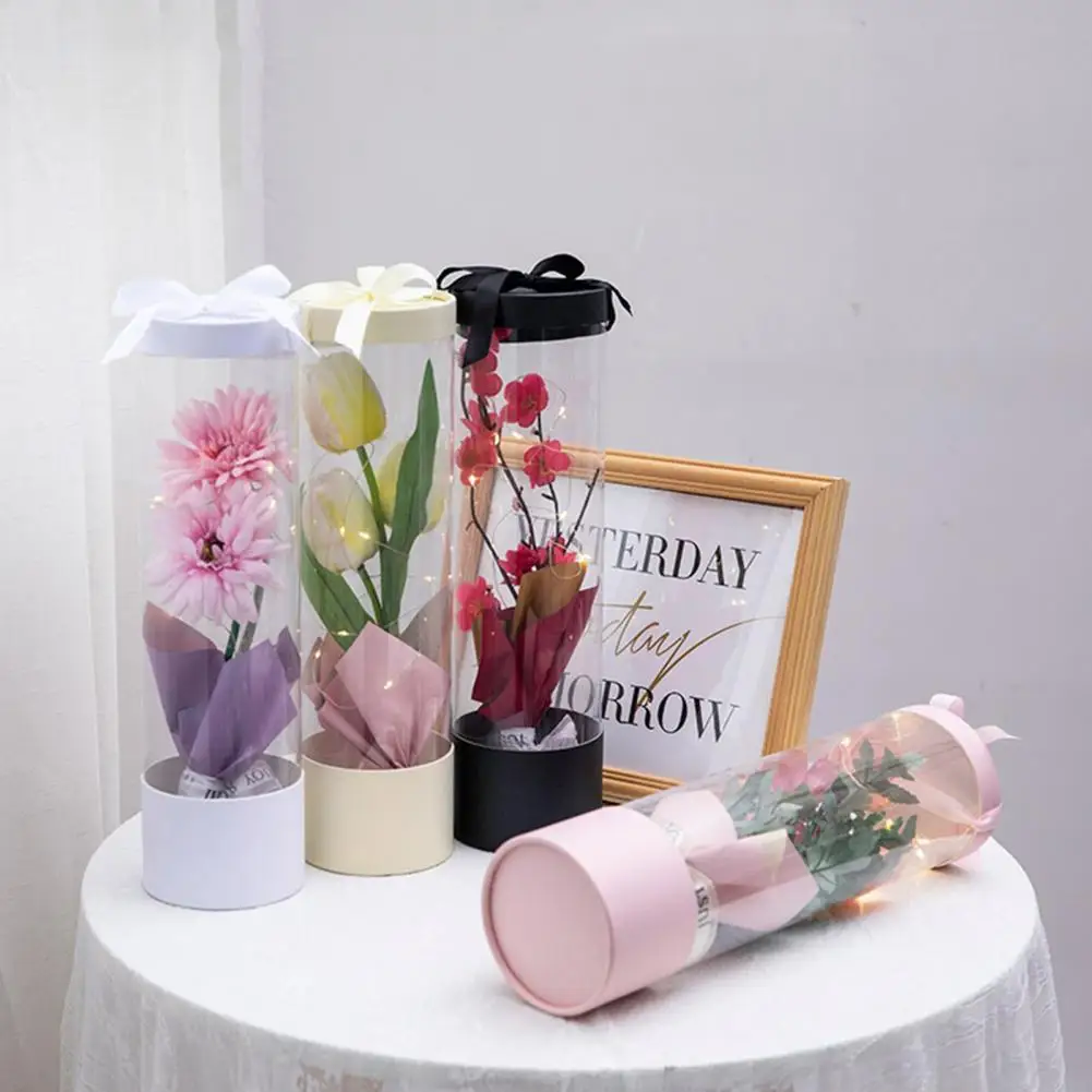 

Modern Handheld Clear Flower Box Bouquet Flower Box Cylinder Reusable