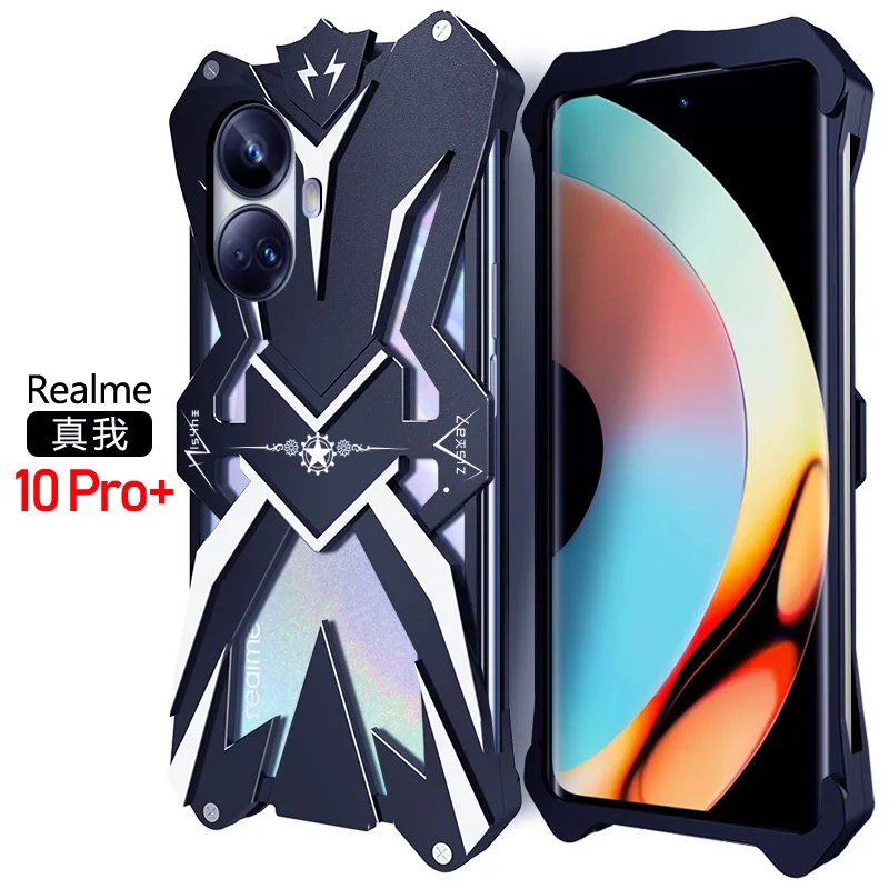 Original Zimon Luxury Thor Heavy Duty Armor Metal Aluminum Mobile Phone Case Covers For Oppo Realme 10 Pro +plus Cover Cases