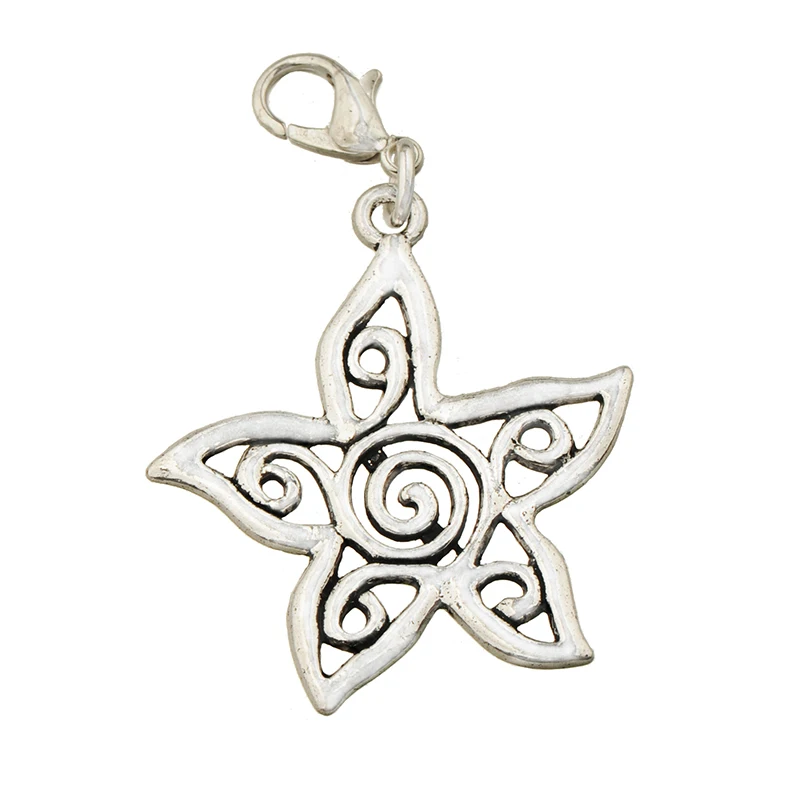 

Hooks Charms Pendants Bracelets DIY Customize Handcraft Big Flower Silver Clasp Suspension Alloy Jewelry Fittings Supplier 20pcs