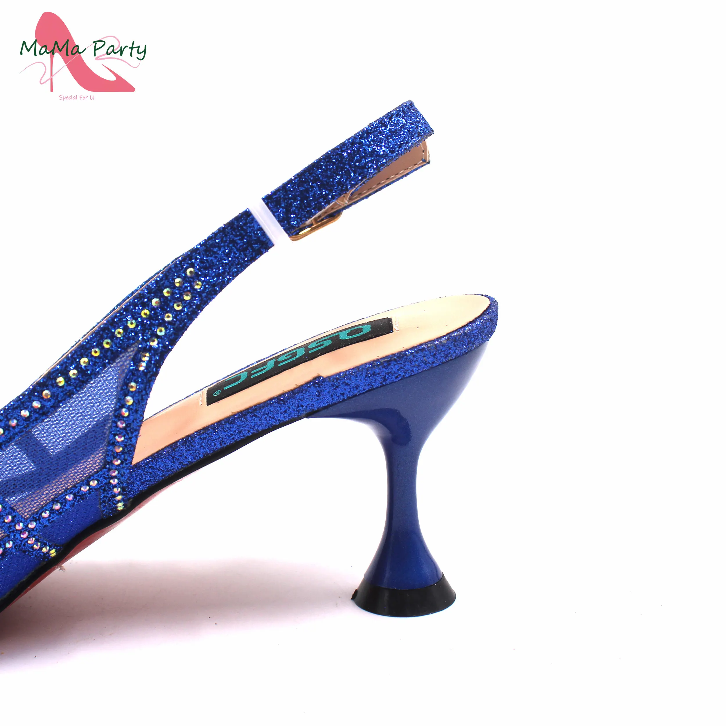 Королевский синий цвет удобная обувь и сумка на среднем каблуке с острым носком