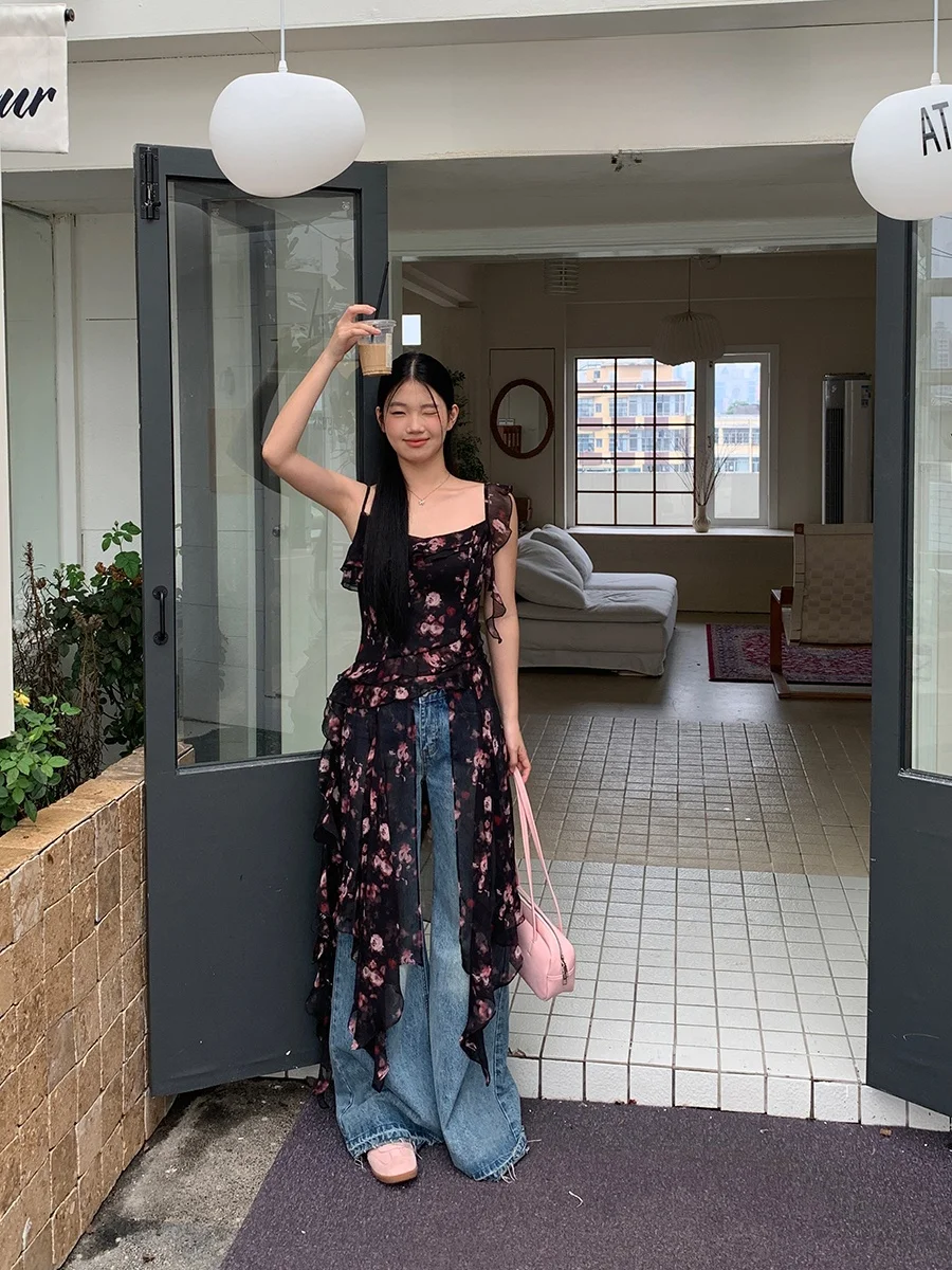 RED People's Hall платье на бретельках женское лето 2024 новые супер красивые черные