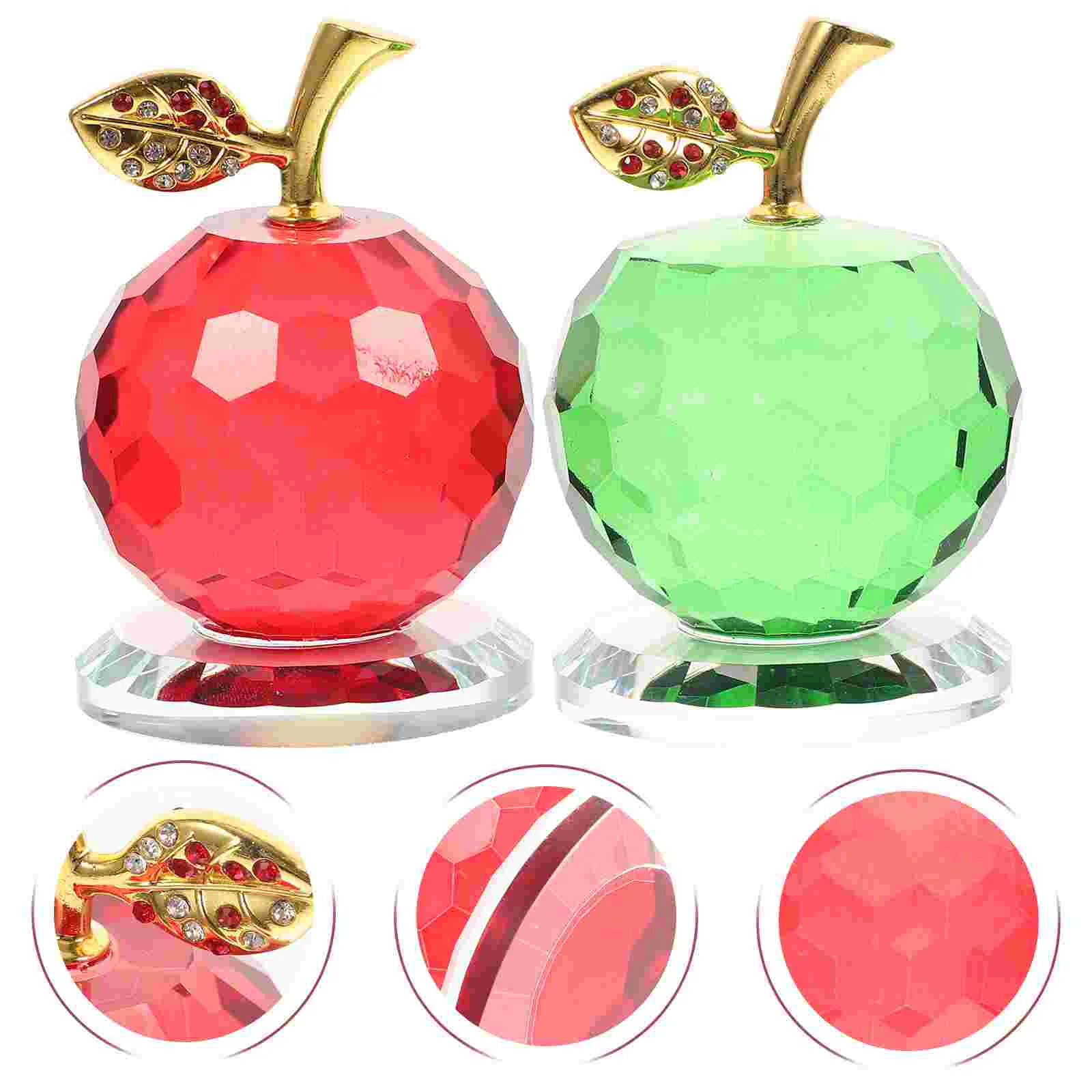 

Christmas Crystal Statue Sculpture Adornment Decor Car Interior Home Ornament Figurine Fruit Apples Decoedecoration Glass