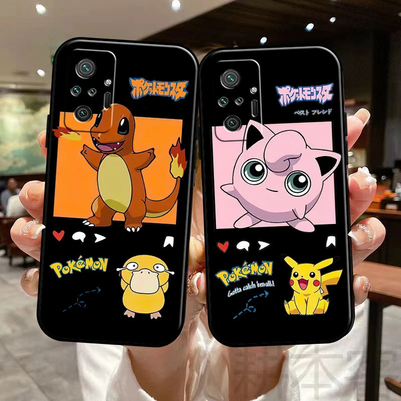 

Pokémon Japanese Anime Phone Case For Xiaomi Redmi Note 9T 9S 9 Pro Max 10 10X 10 Pro 10T 10S 5G Silicone Cover Coque Black