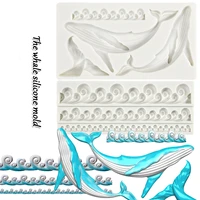 whale silicone fondant molds for baking sea wave shape mousse chocolate baking resin mold cake decoration tools xk056