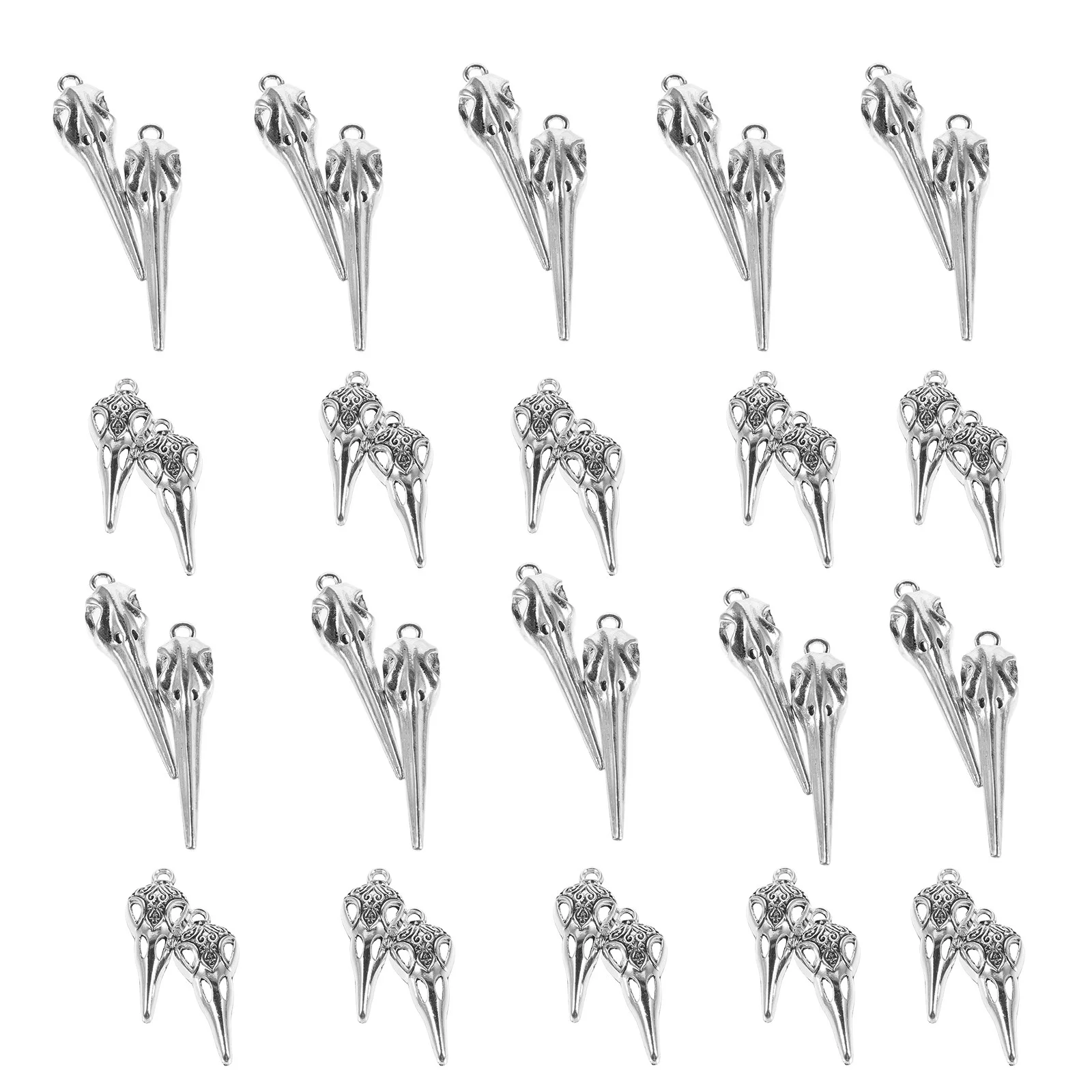 

40 Pcs Punk Pendants Necklace Jewelry Vintage Halloween Decor The Bird Crow Earrings Charms Alloy Lanyard Man Men