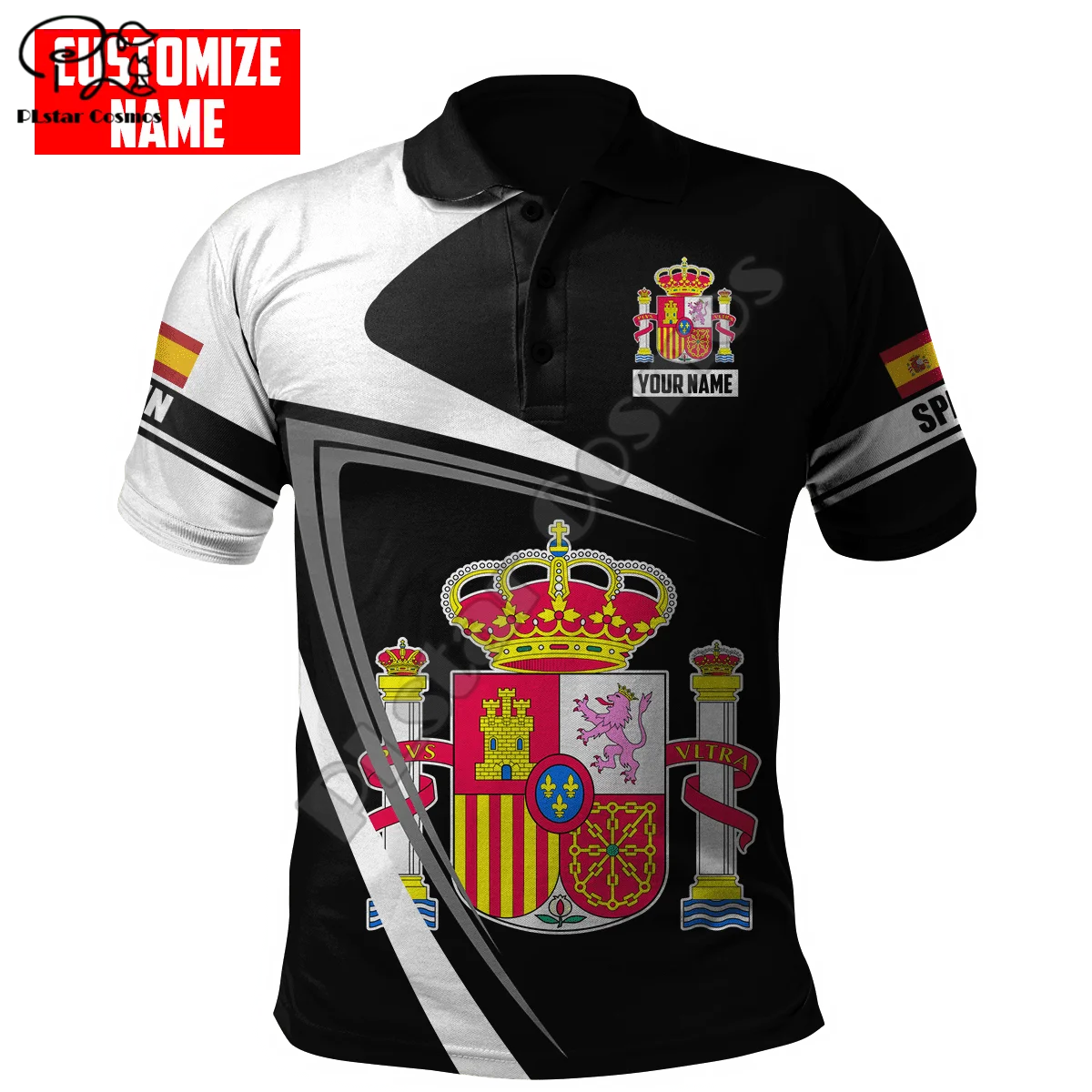 

PLstar Cosmos Spain National Emblem And Flag 3D Print 2022 Summer Men Polo Shirs Short-Sleeve Male Casual Wear Brand T-Shirt S14