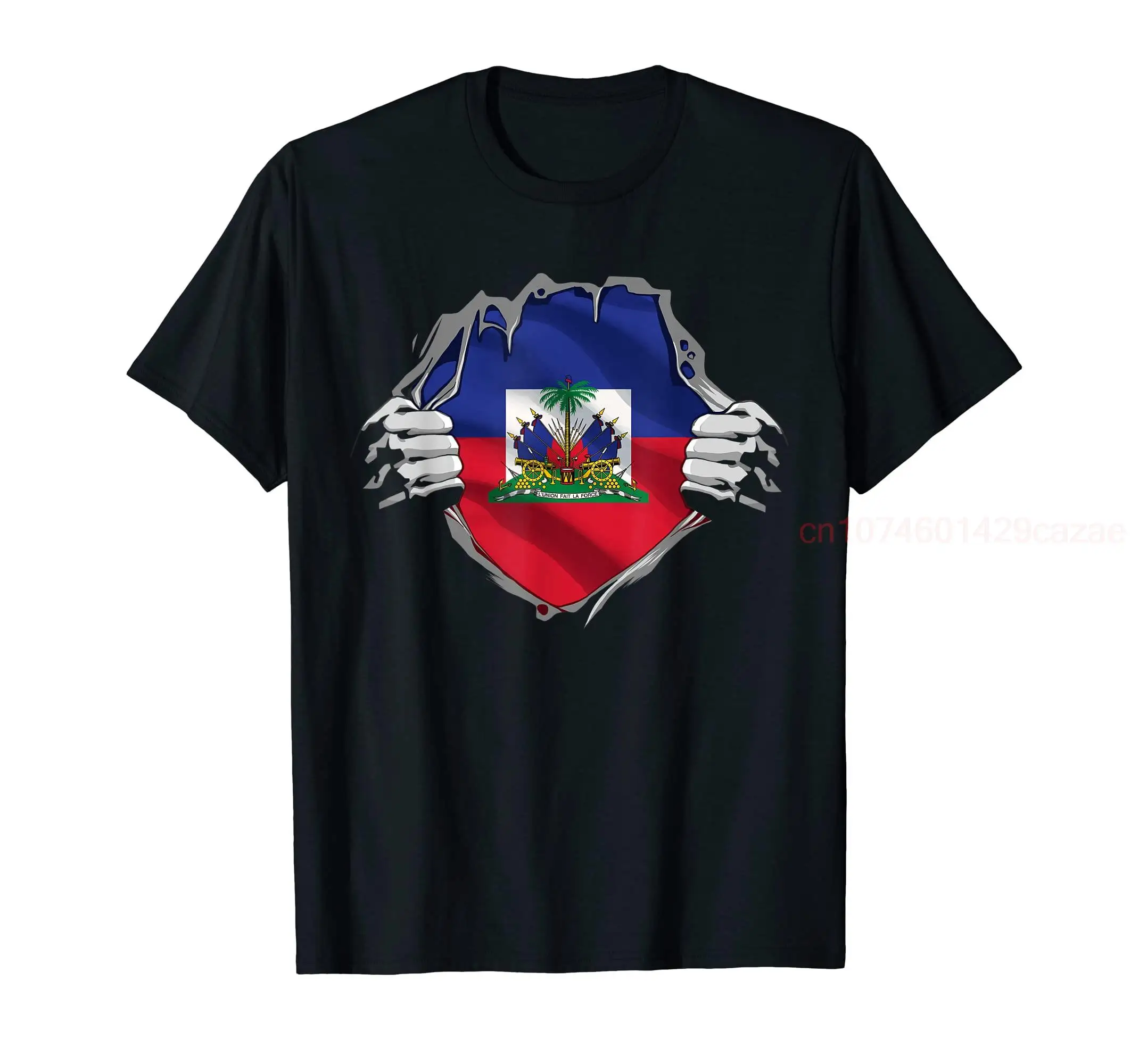 

100% Cotton Super Haitian Heritage Proud Haiti Roots Flag T-Shirt MEN WOMEN UNISEX T Shirts Size S-6XL