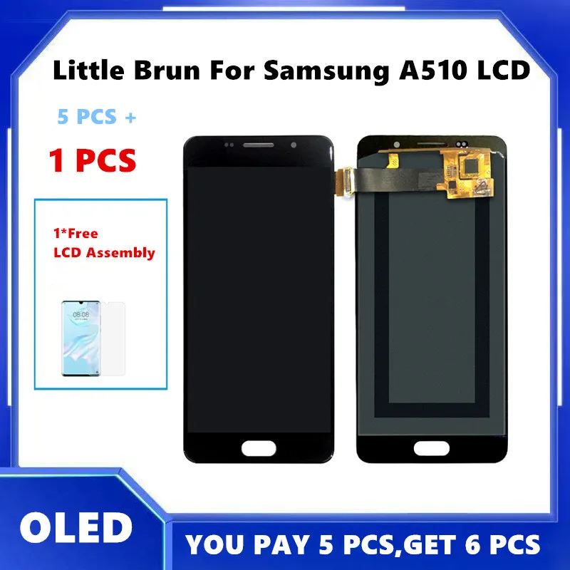 

5 pcs/lot OLED 100% Tested For SAMSUNG Galaxy A5 2016 LCD Display Touch Screen Digitizer Parts For Samsung A510 A510F A510M