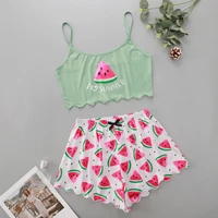 the new watermelon printed sling top shorts homewear sleepwear pijama mujer pjamas for women loungewear women