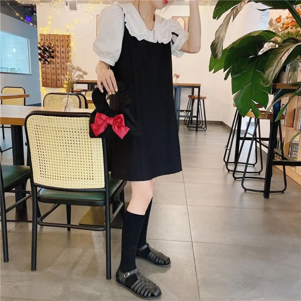 Многоразовая Холщовая Сумка с бантом на запястье мятая кружевная Весенняя