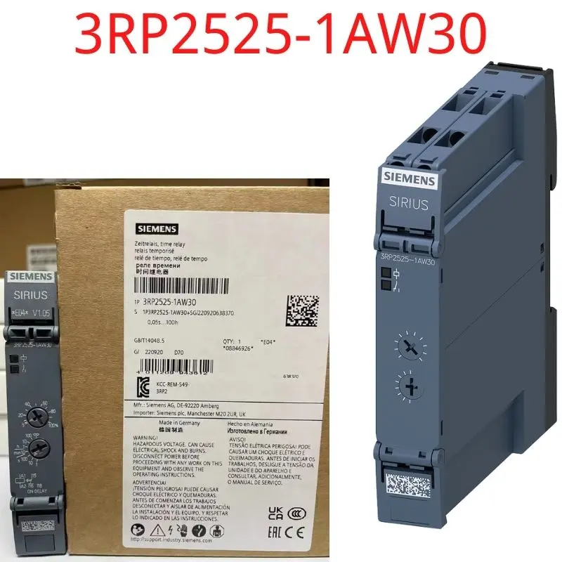 

3RP2525-1AW30 Brand New Timing relay, electronic on-delay 1 change-over contact, 7 time ranges 0.05 s...100 h 12-240 V AC/DC at