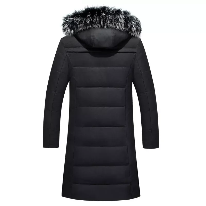 2022New Winter New Men's Long Down Jacket Clothes Thicken Warm White Duck Down Hooded Fur Collar Casual Coat Male Brand Clot