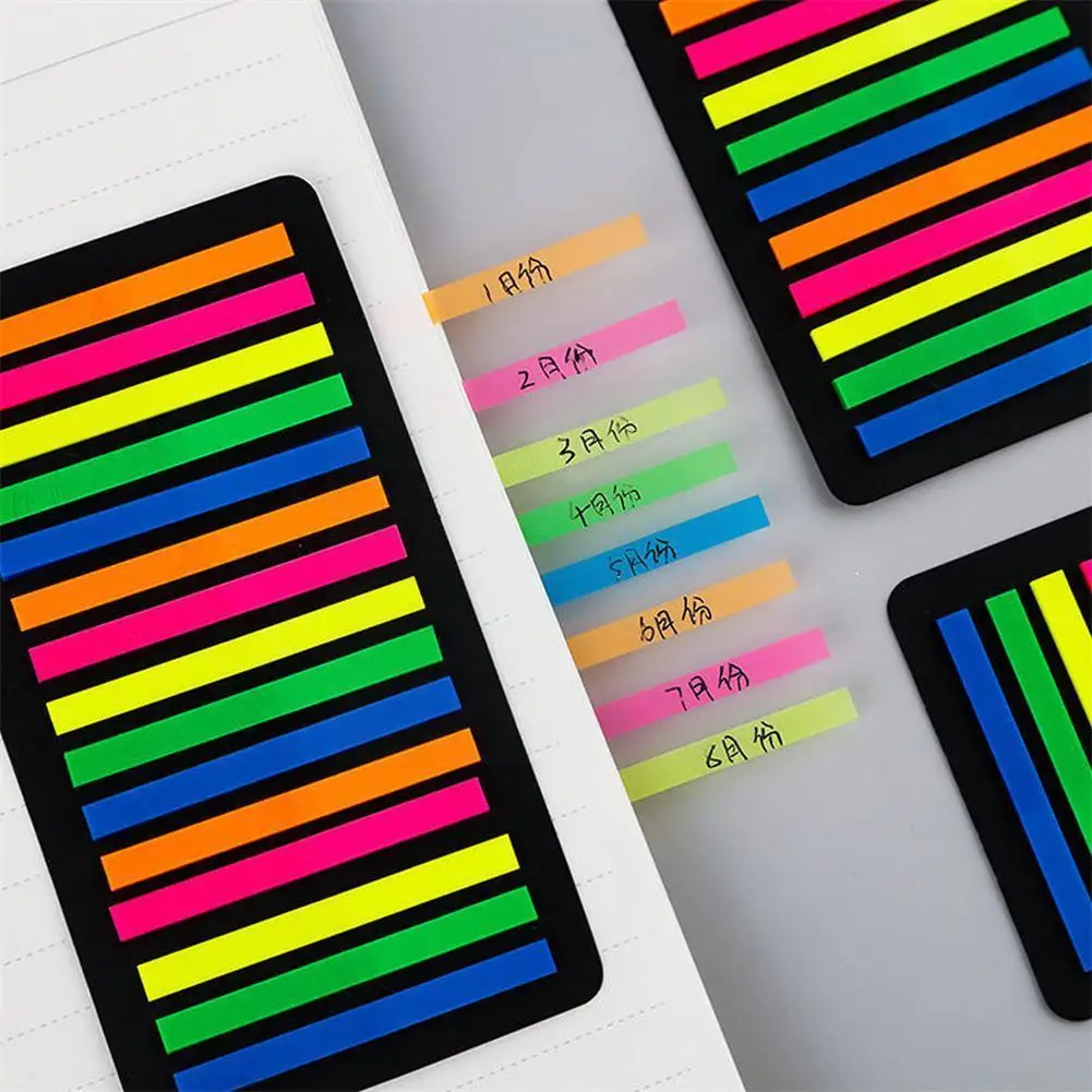 

300 Sheets Ultra-fine Fluorescent Index Stickers Color Bookmark School Notes Sticky Kawaii Memo Stationery Pad Notepads Sti U9P0